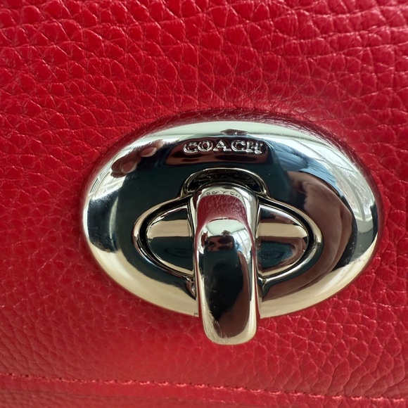 COACH Red Pebble Leather Turnlock Hobo Bag – EUC w/ Dust Bag - Picture 9 of 15